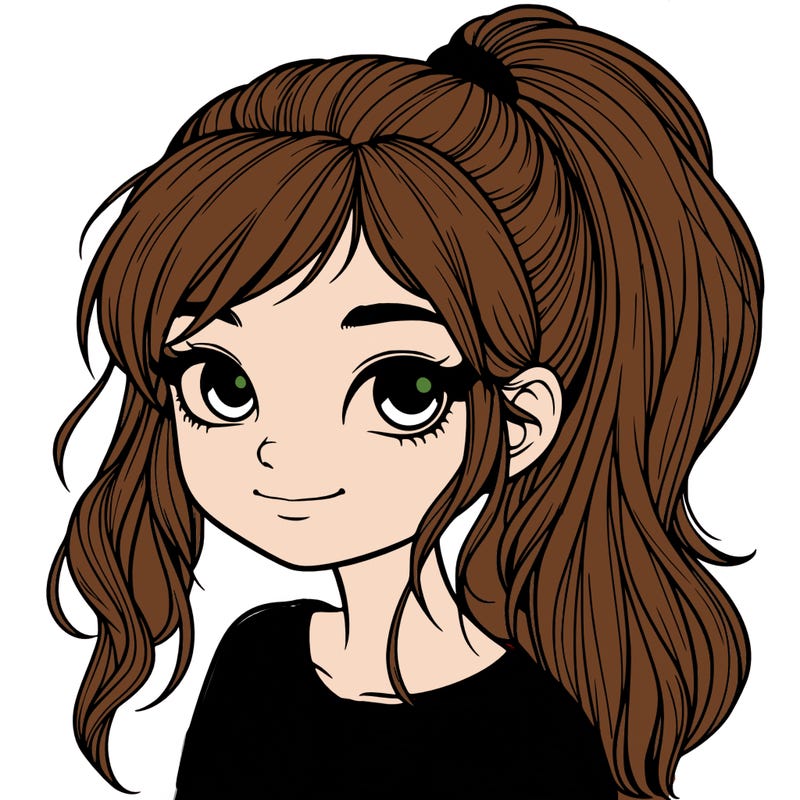 realistic girl with ponytail