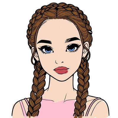 realistic girl with braids