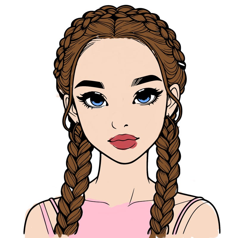 realistic girl with braids