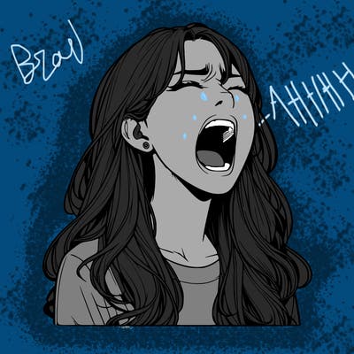 screaming realistic, girl