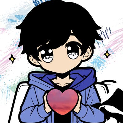 draw a easy anime boy holding a heart