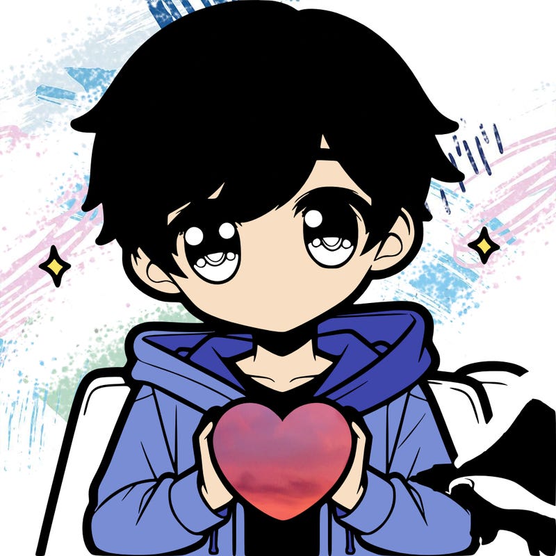 draw a easy anime boy holding a heart