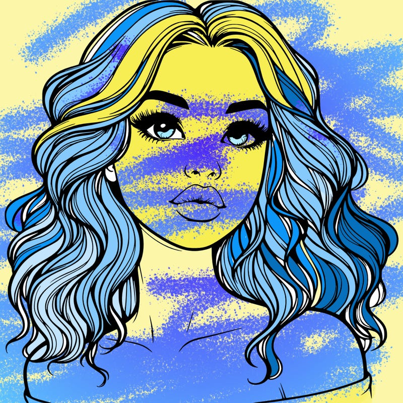 realistic girl with wavy hair and lips