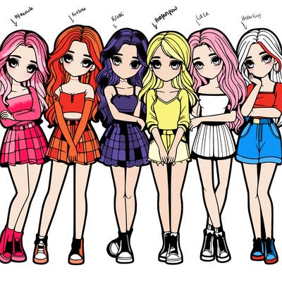 a group of girls realistic