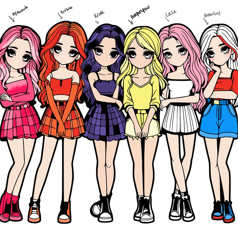 a group of girls realistic