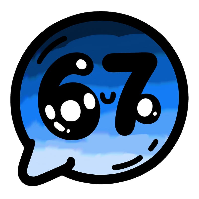 bubble that says 67
