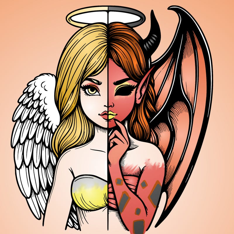 realistic angel half demon