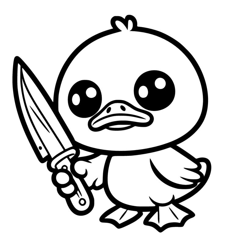 cute duck with knife