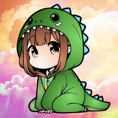 anime girl with dinosaur wunzie