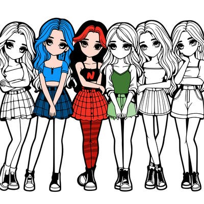 a group of girls realistic