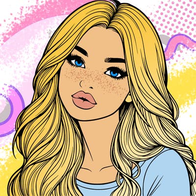 realistic girl with hair on her hair and lips