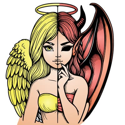 realistic angel half demon
