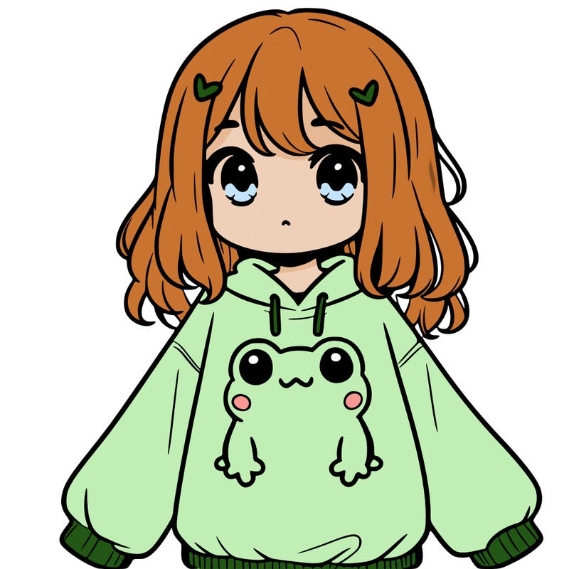 girl wearing frogging sweatshirt