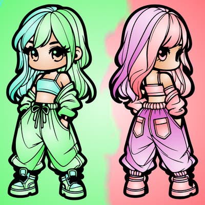 girl in crop top and baggy pants