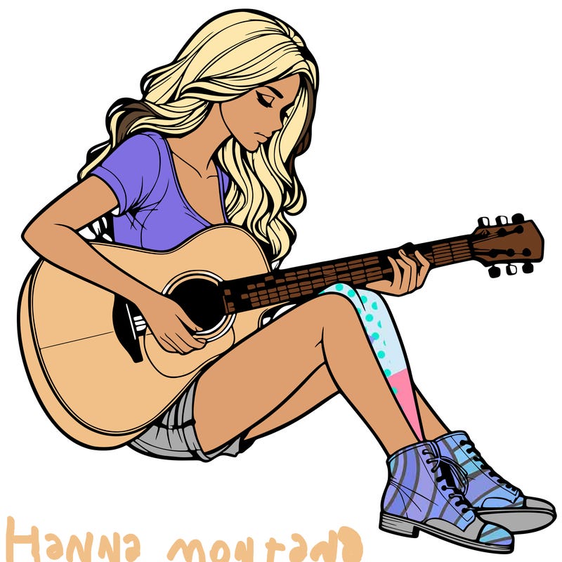 realistic woman play guitar