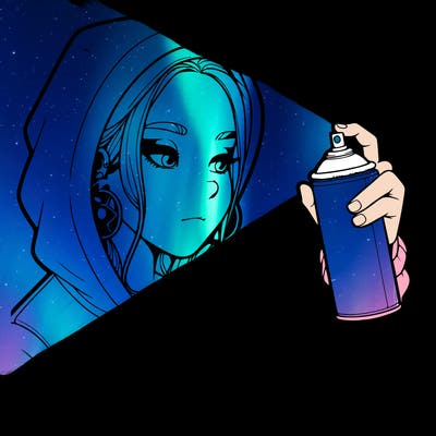 a realistic girl, spray painting