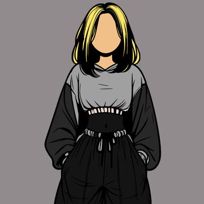 realistic girl faceless with baggy pants and a crop top