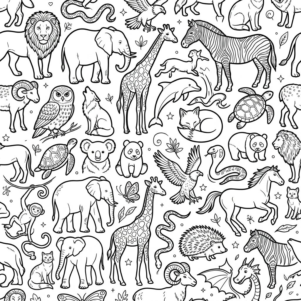Animals Seamless Pattern Coloring Page - Free & Printable — Color Pop