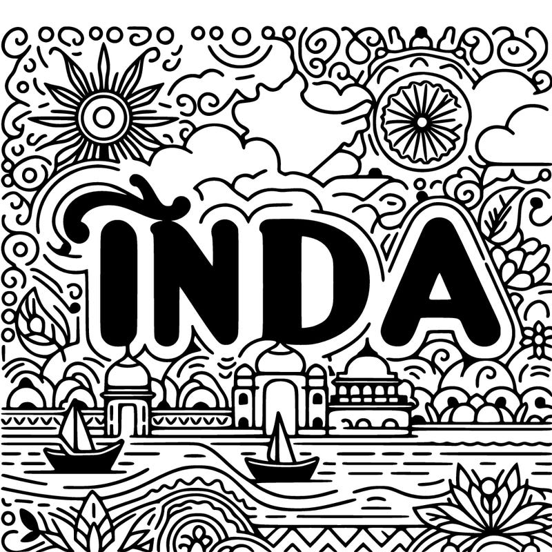 write india in english with hindi style and color with royal blue