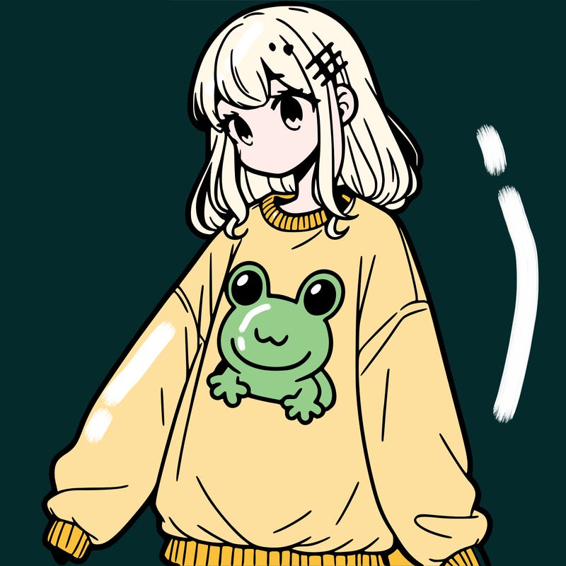 girl wearing frogging sweatshirt