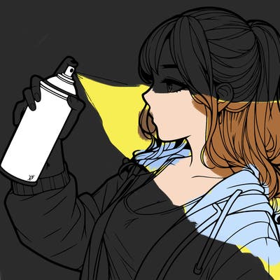 a realistic girl spray, painting