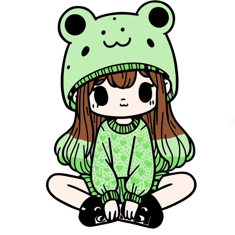 a girl wearing a frog hat and some frog socks