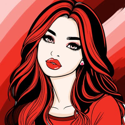 realistic girl with hair on her hair and lips