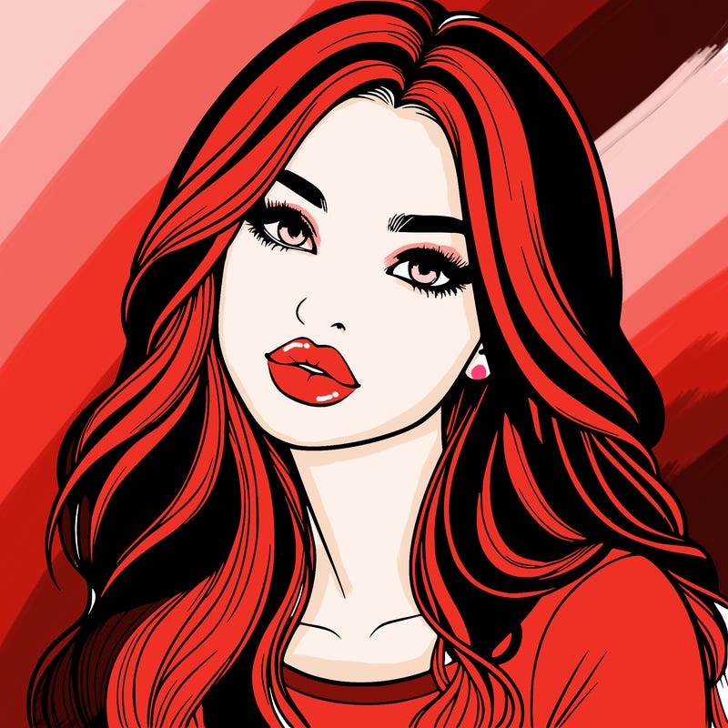 realistic girl with hair on her hair and lips