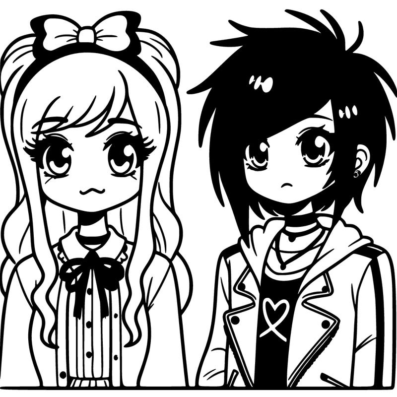 a preppy girl and an emo girl