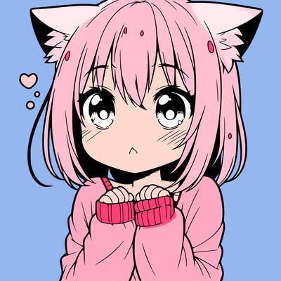 shy anime catgirl