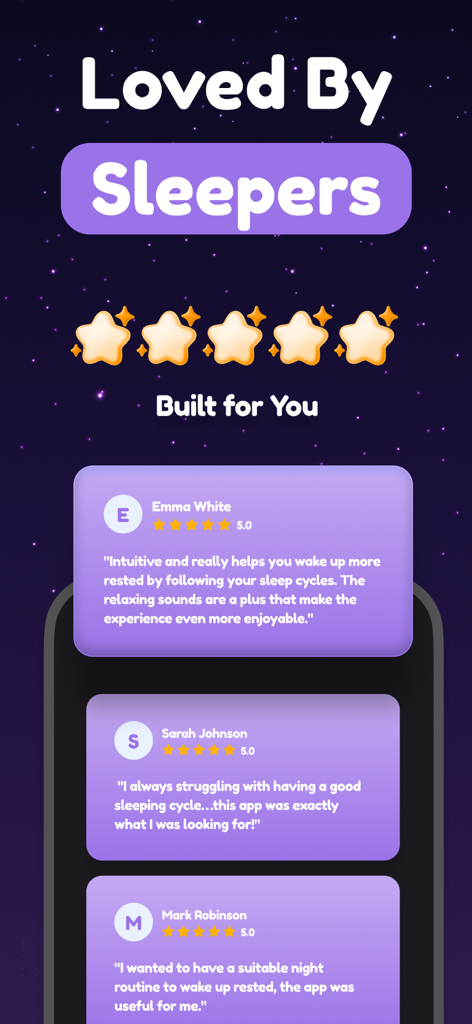 Recensioni degli utenti e testimonianze dell'app FixSleep che evidenziano un sonno migliore e un riposo mattutino