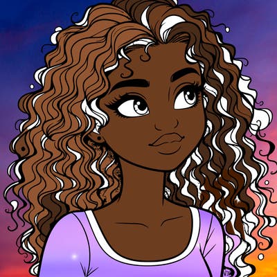 realistic girl with curly hair