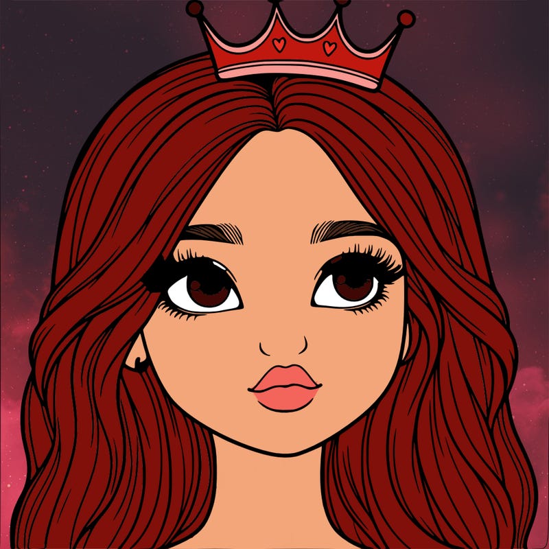a realistic girl with a crown on