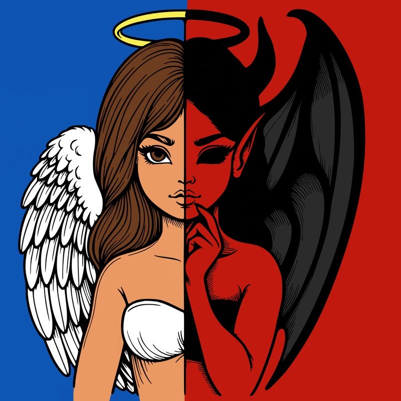 realistic angel half demon