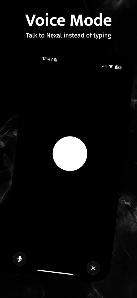 Nexal AI - AI Chat & Image - Nexal AI voice mode interface allowing users to talk to the AI instead of typing.