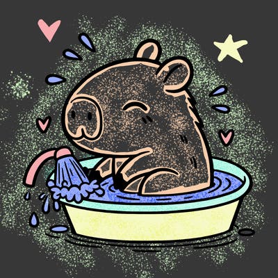capybara taking a bath