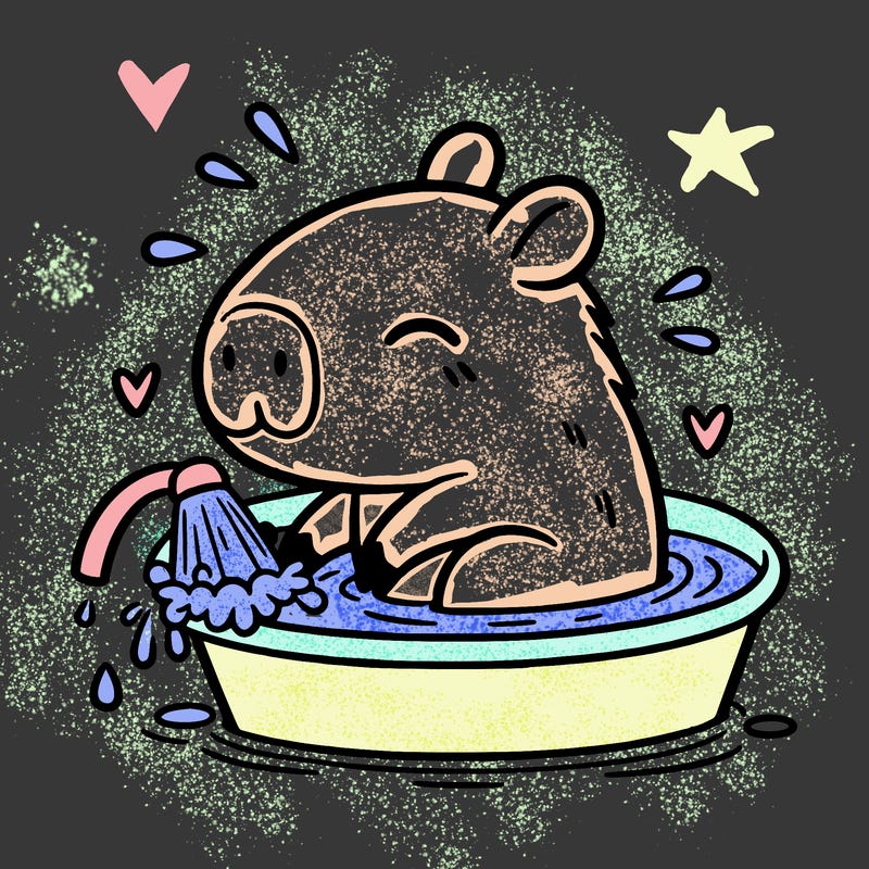capybara taking a bath