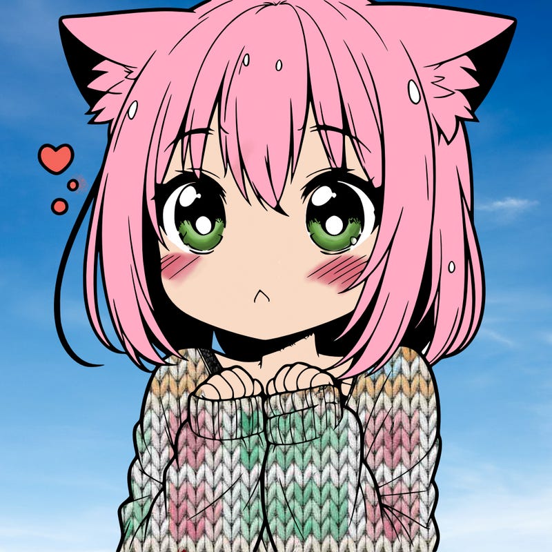 shy anime catgirl