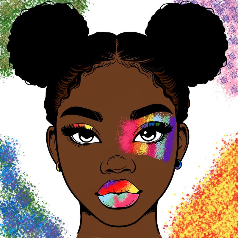 realistic black woman with two buns