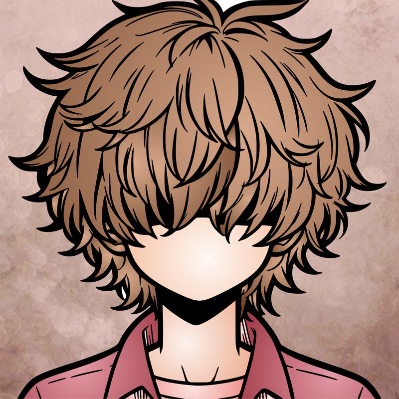 manga boy fluffy hair covering his eyes