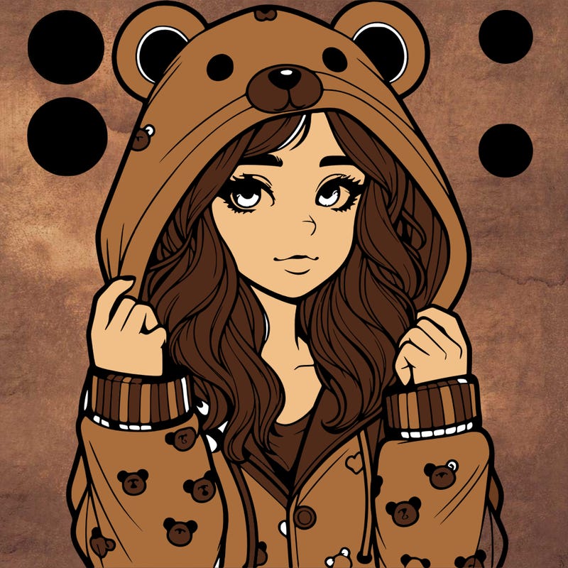 realistic girl in a animal pjs hoodie