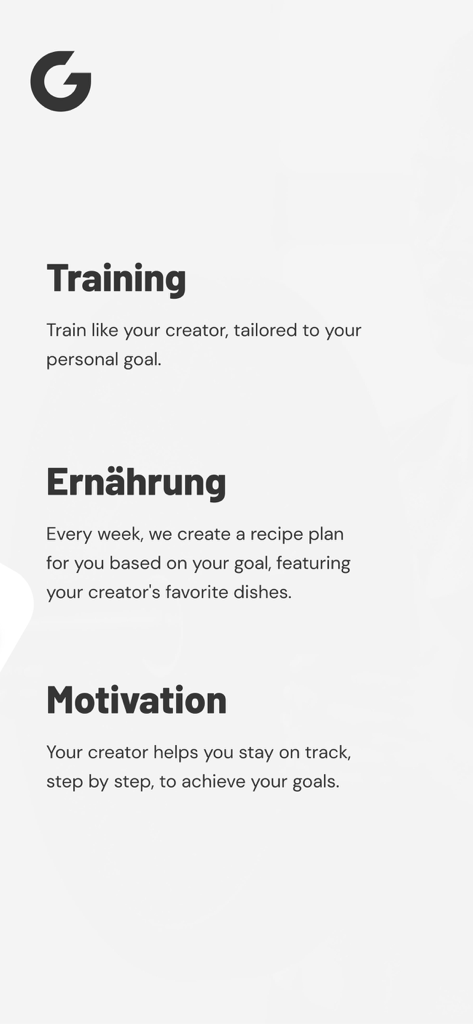 GetFit Training App - GetFit app interface highlighting training nutrition and motivation features led by fitness creators