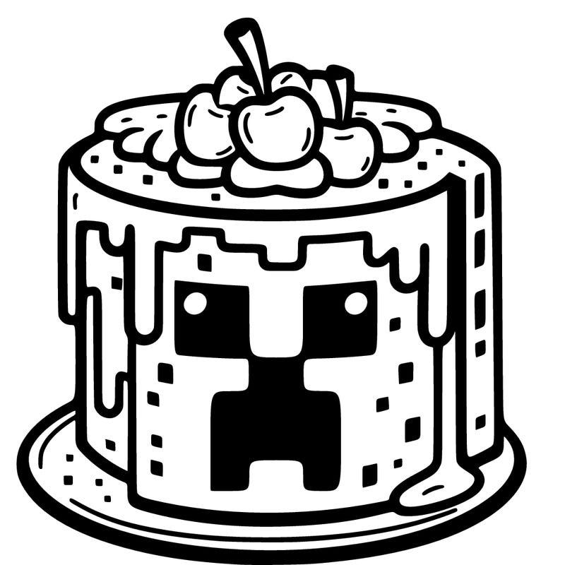 minecraft cake with a creeper face on it
