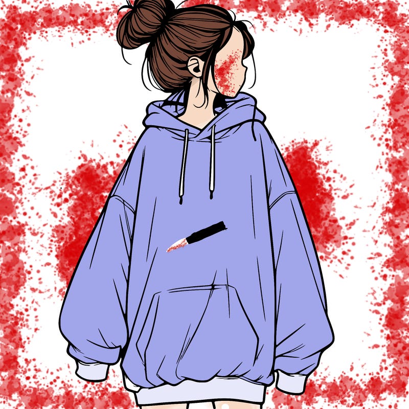 realistic girl with a oversized sweatshirt on and a bun