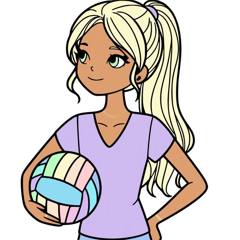 a tall girl holding a volleyball