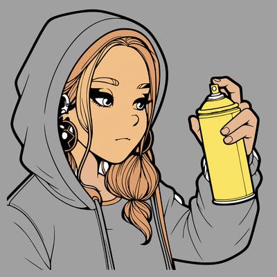 a realistic girl, spray painting