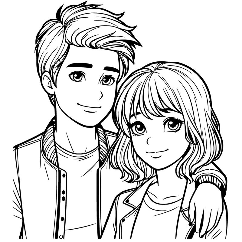 a realistic boy with his girlfriend