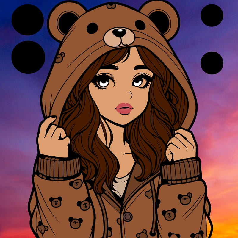 realistic girl in a animal pjs hoodie
