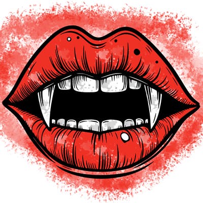 lips with vampire teeth