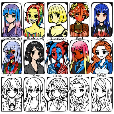 girls that look diffrent anime